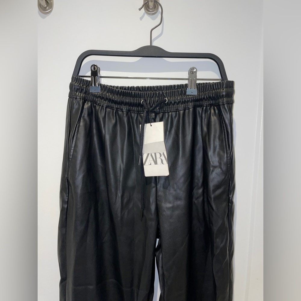 NWT Zara Leather Jogger Pants - Picture 2 of 4